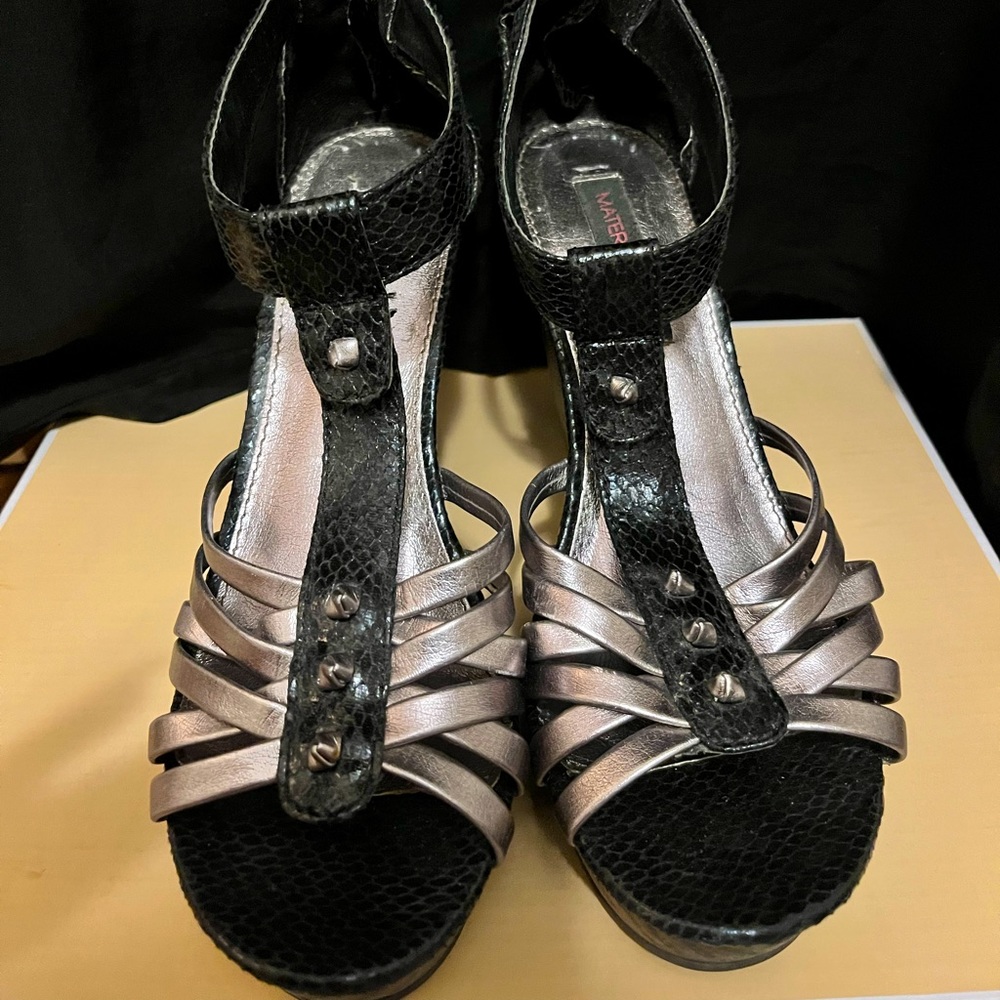 Black and Silver Braided Wedge
